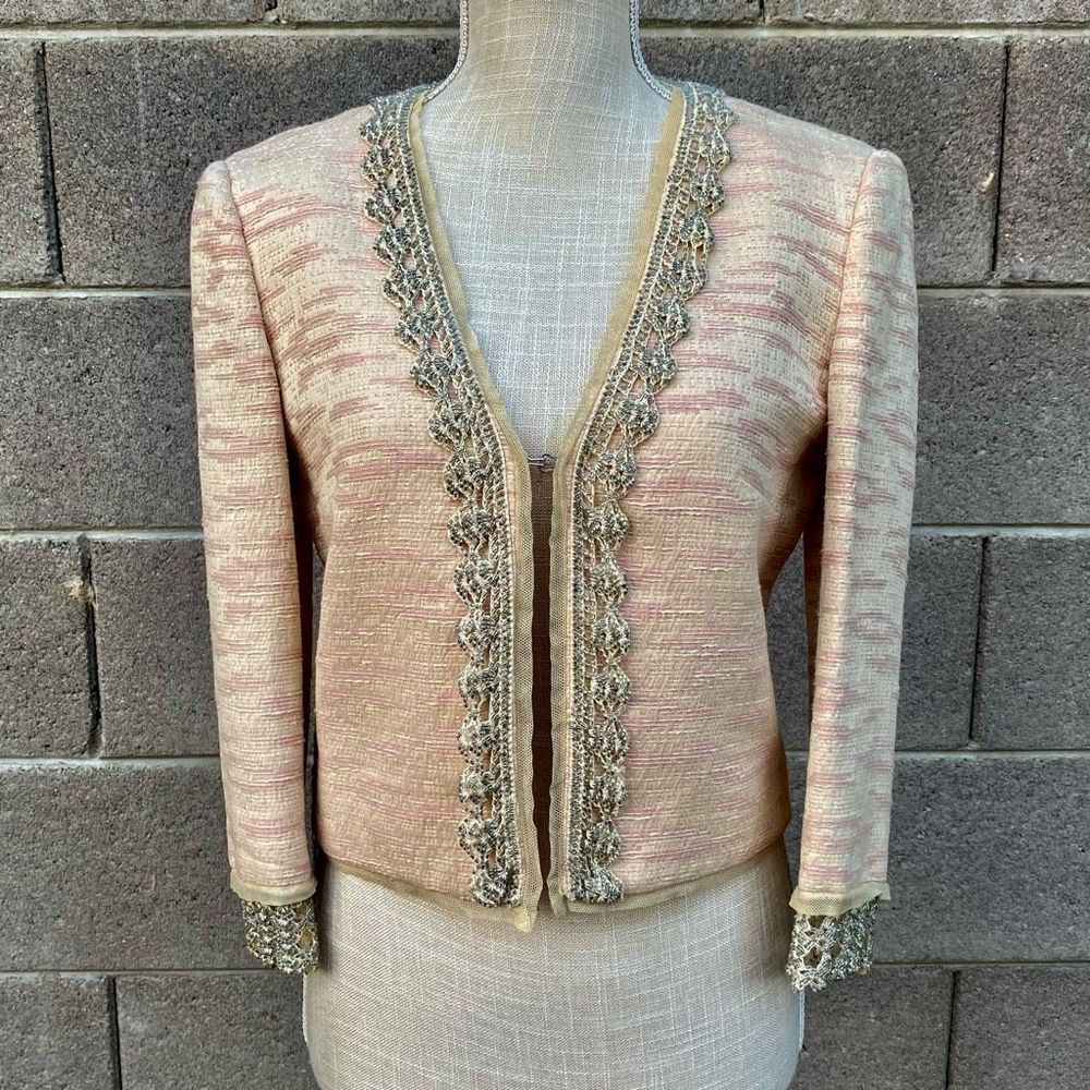 Authentic Dolce & Gabbana  Blazer Beaded Crochet Jacket Mauve Pink Women’s Sz 28